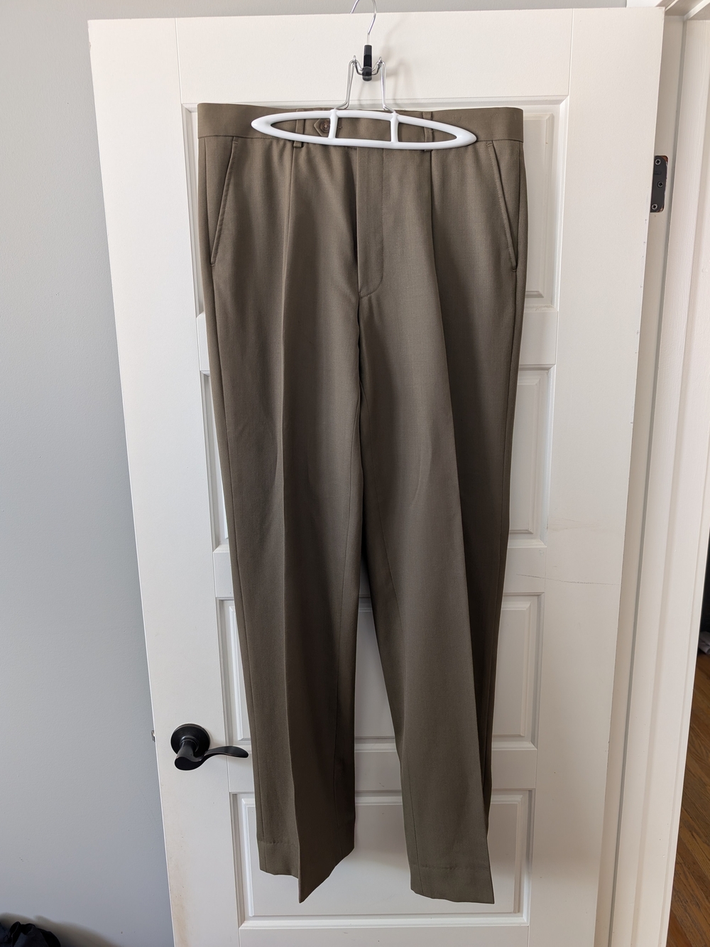Pronto Uomo Platinum 100% Wool Pleated Dress Pants Taupe Olive 34x35 EUC